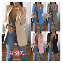 Load image into Gallery viewer, Wipalo plus size 2019 mulheres elegante magro casual sólido negócios blazer bodycon longo blazers jaqueta senhoras primavera outono terno