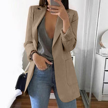 Load image into Gallery viewer, Wipalo plus size 2019 mulheres elegante magro casual sólido negócios blazer bodycon longo blazers jaqueta senhoras primavera outono terno